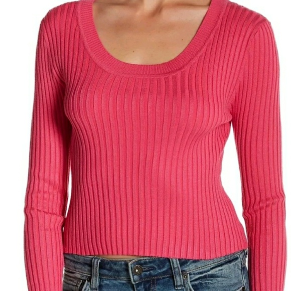 NWT Cotton Emporium Lightweight ribbed knit top fuschia Hot Pink - Picture 1 of 2